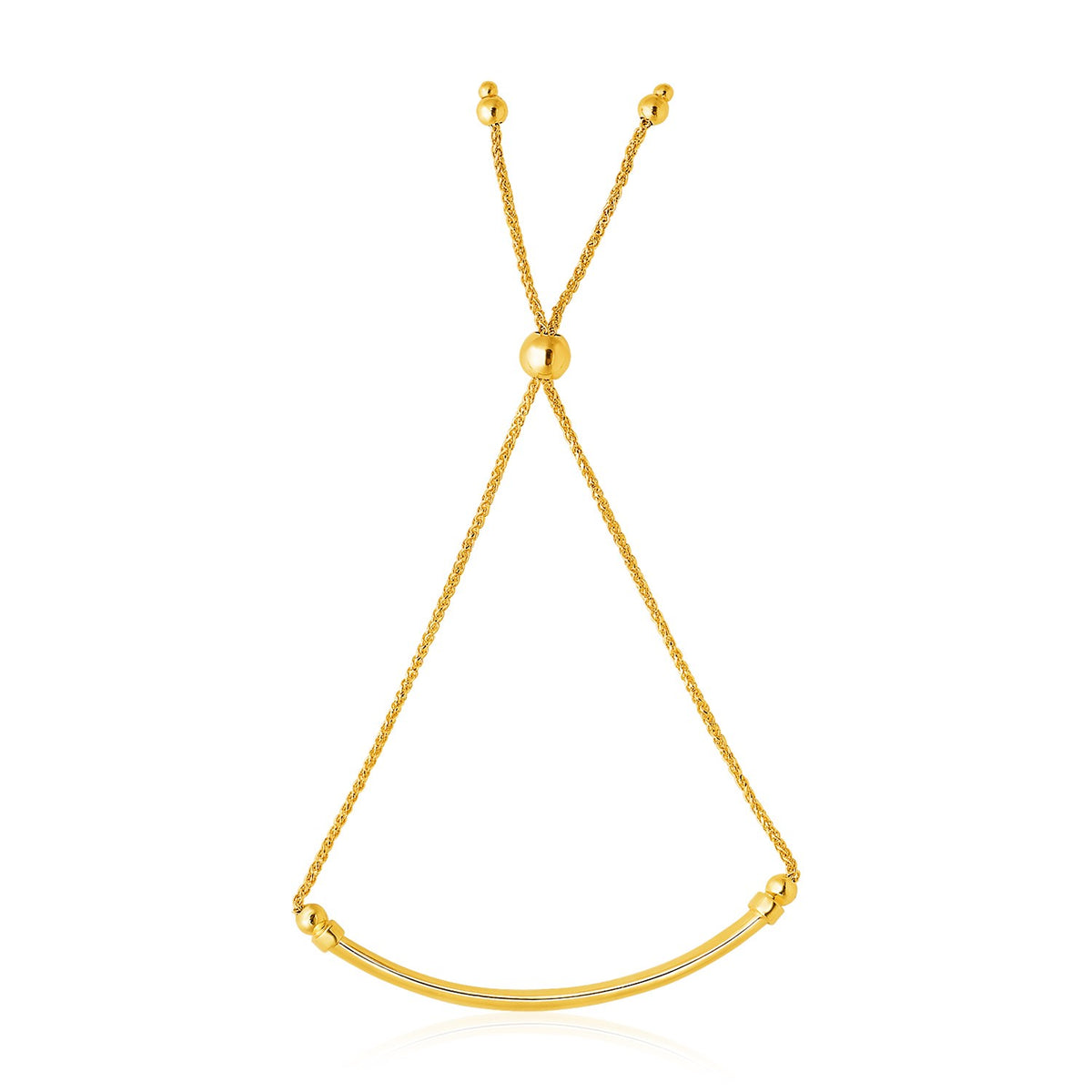 Curved Bar Adjustable Bracelet in 14K Yellow Gold