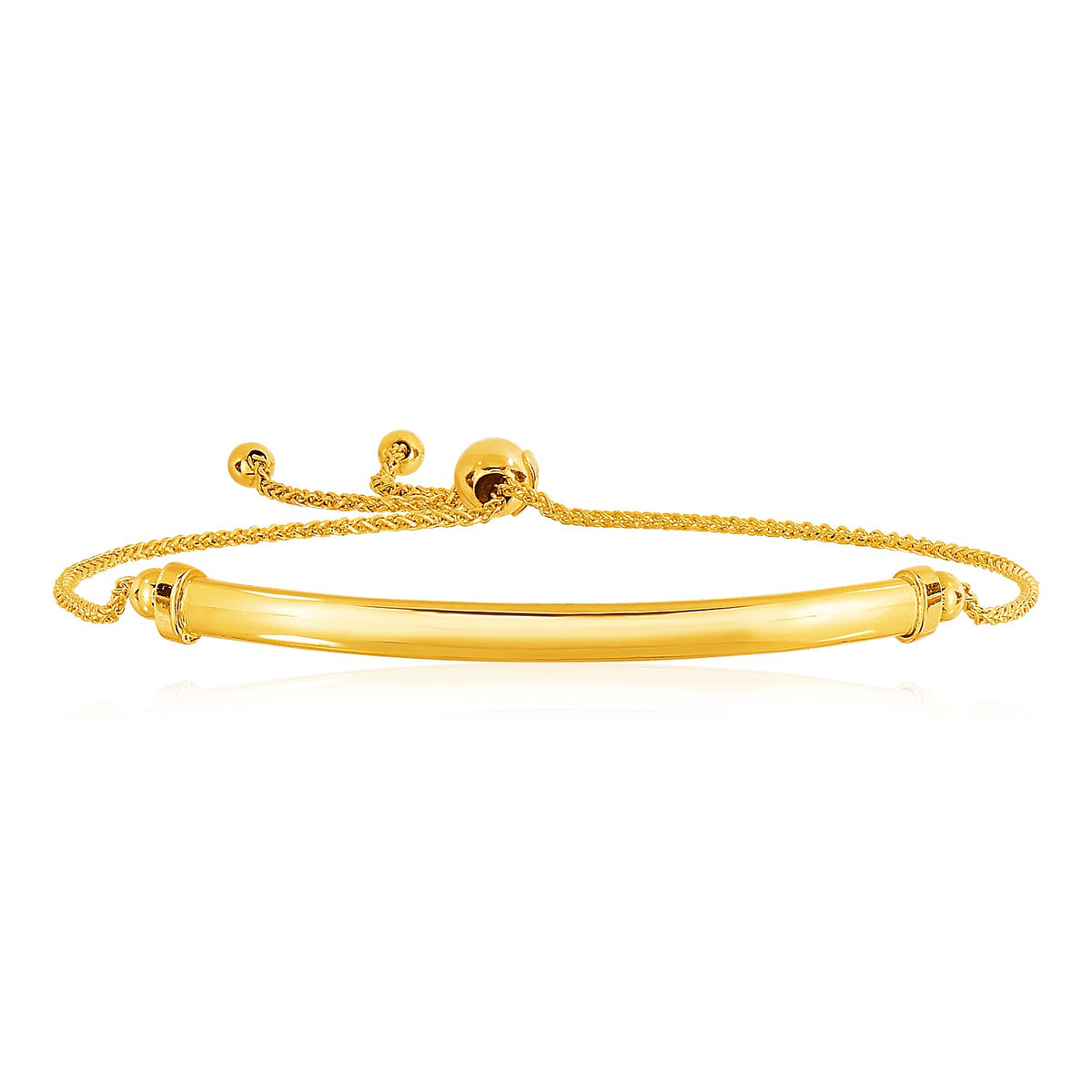 Curved Bar Adjustable Bracelet in 14K Yellow Gold