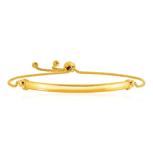 Curved Bar Adjustable Bracelet in 14K Yellow Gold