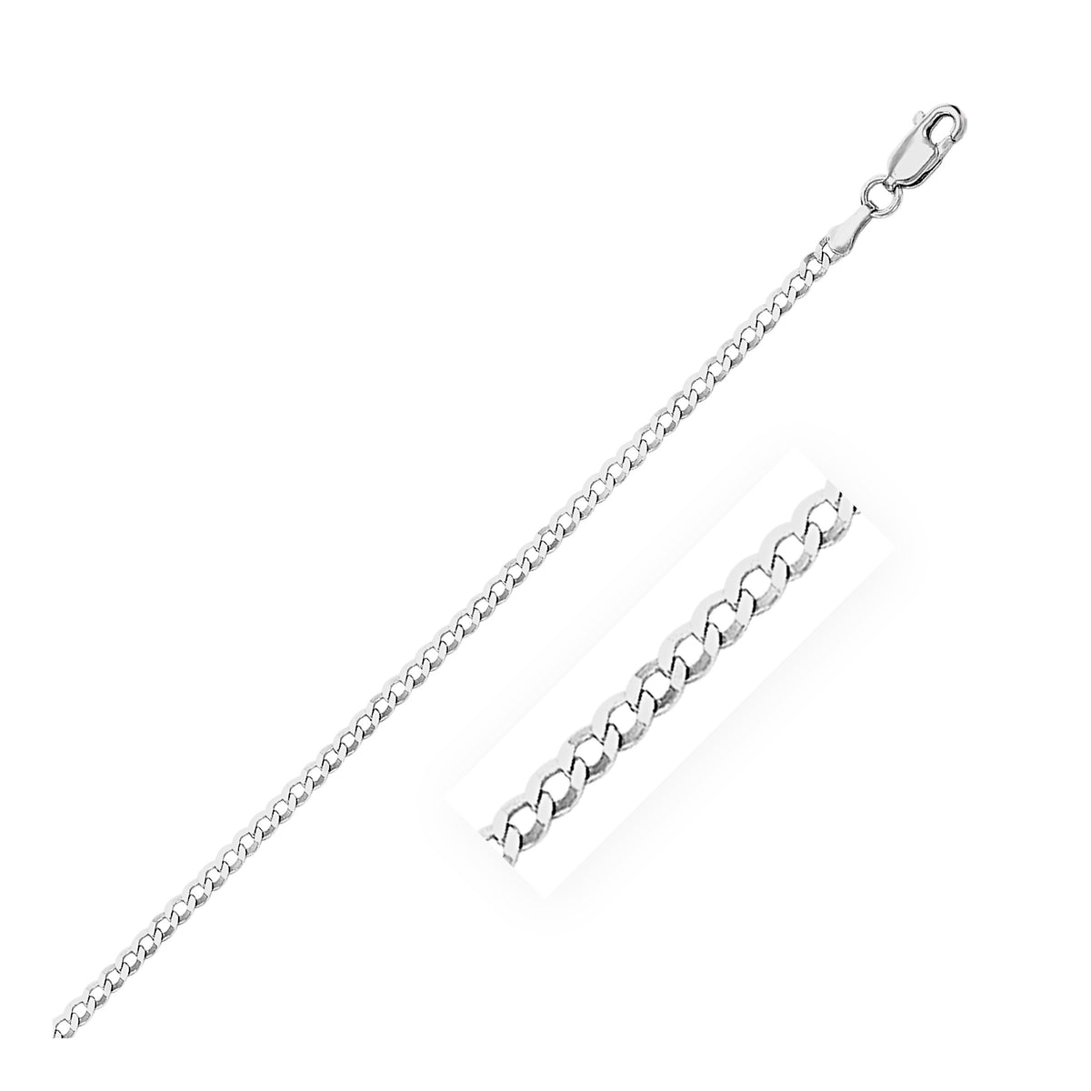 Curb Link Anklet in 14K White Gold 2.6mm