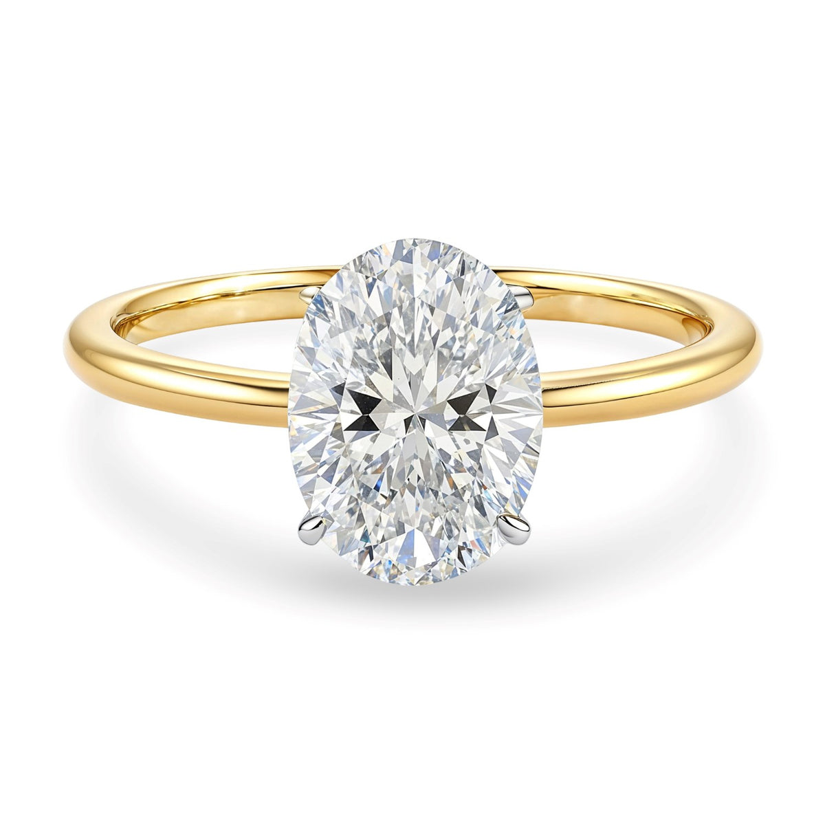 2 Carat Oval Lab Grown IGI Diamond Solitaire in 14K Yellow Gold G/VS1