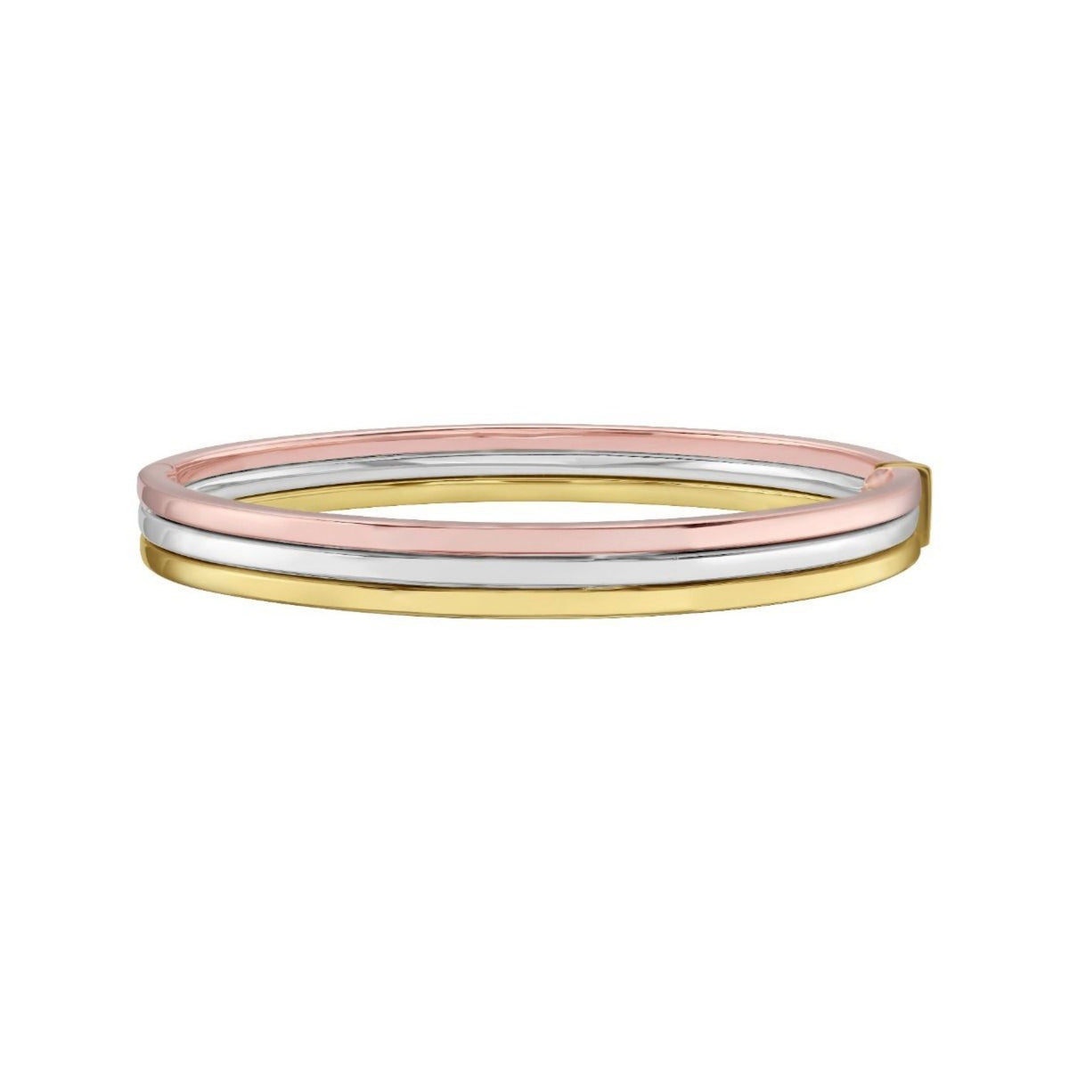 Tri-Color Three-Band Bangle in 14K Gold