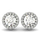 Four Prong Round Halo Diamond Earrings in 14K White Gold (1 1/6 cttw)