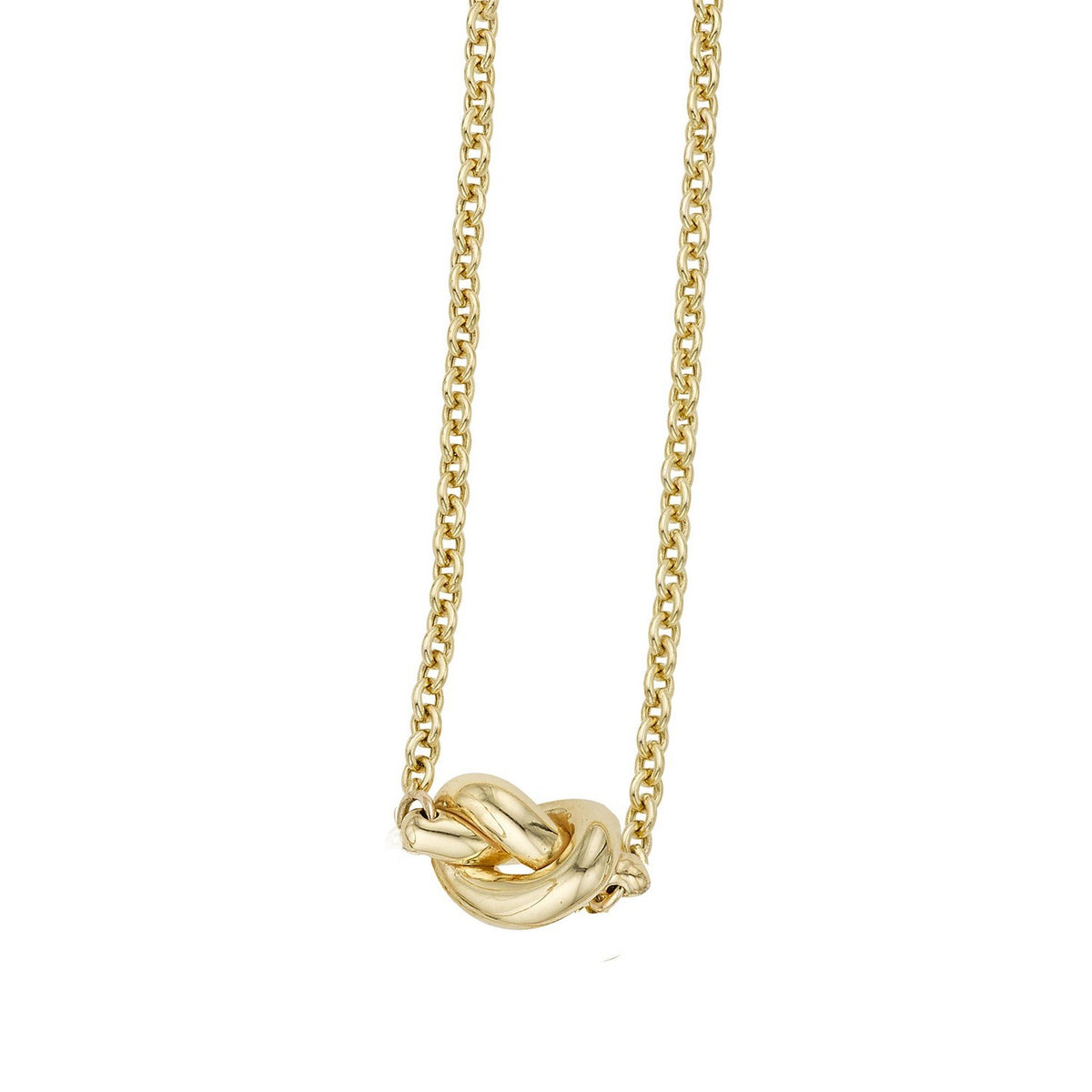 Polished Knot Cable Chain Necklace in 14K Yellow Gold