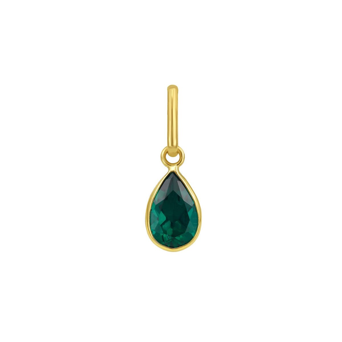 Pear Emerald Charm Pendant in 14K Yellow Gold