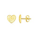 Scribble Heart Stud Earrings in 14K Yellow Gold (8.10 mm)