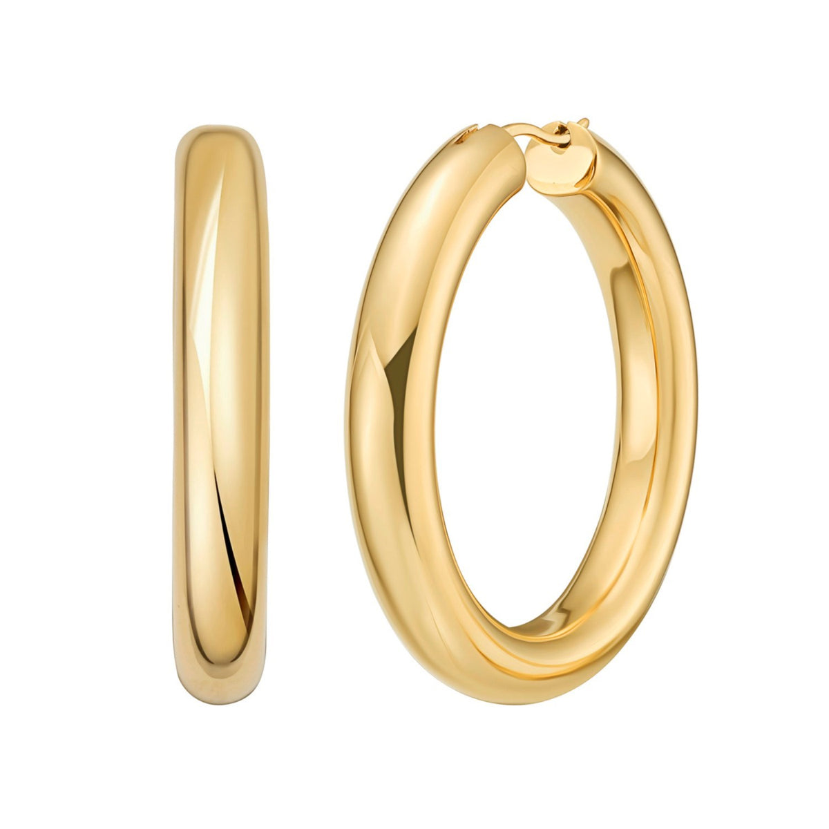 Round Hoop Earrings in Yellow Gold-Plated Sterling Silver