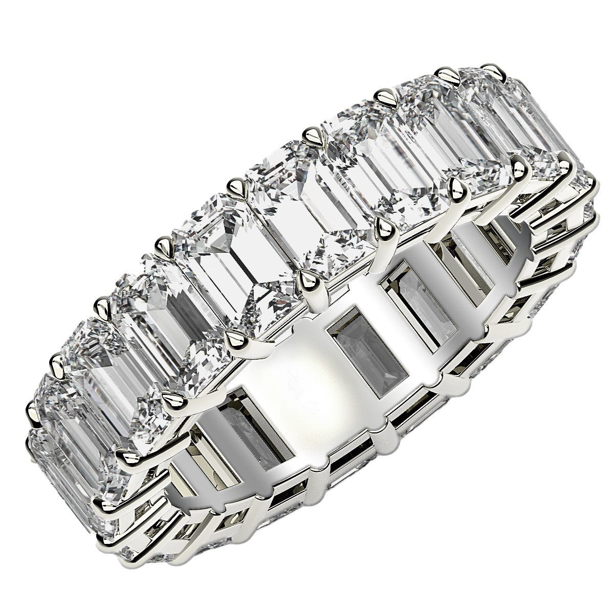 Emerald Cut Lab Grown Diamond Eternity Ring in 14K White Gold (7 cttw FG/VS2)