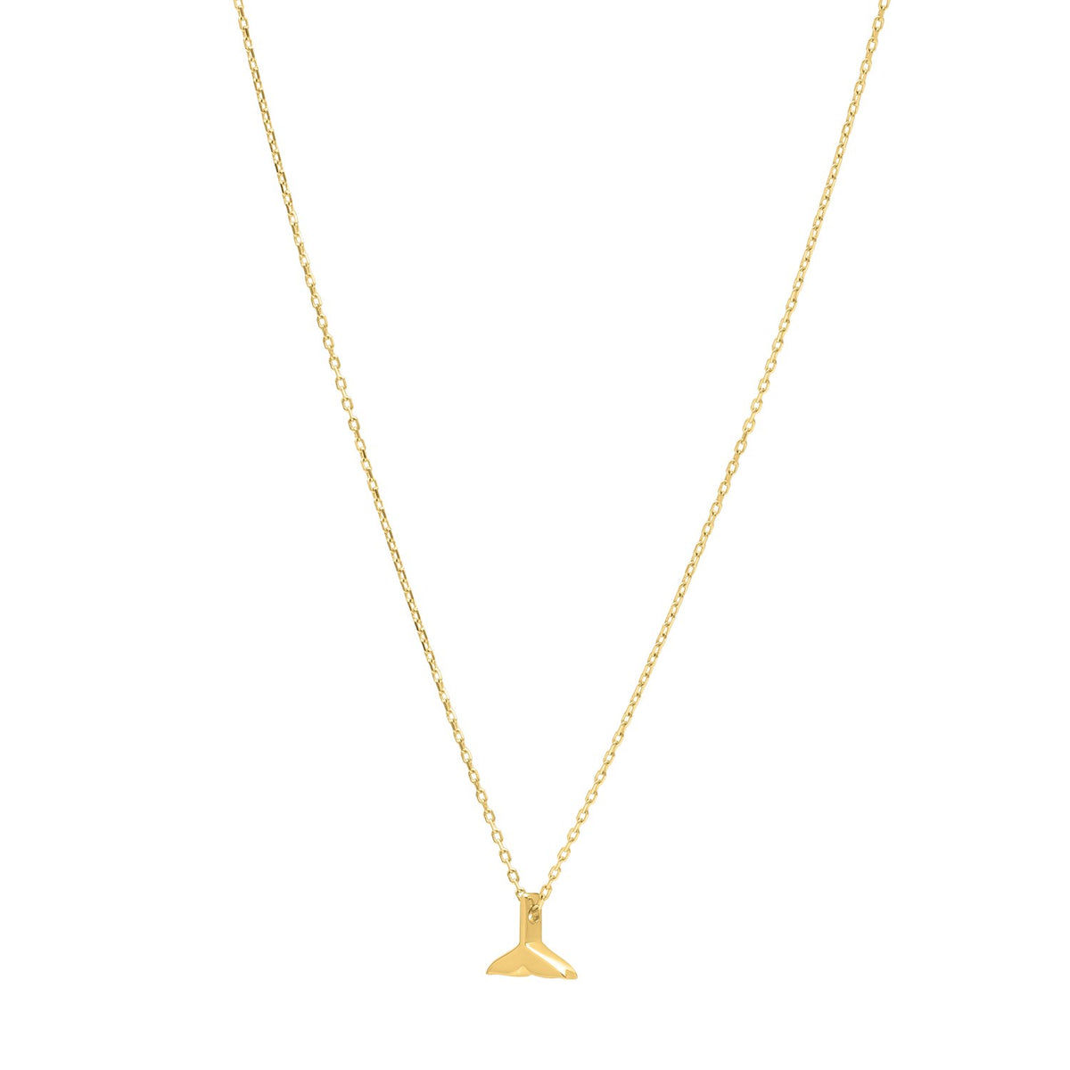 Polished Whale Tail Necklace in 14K Yellow Gold