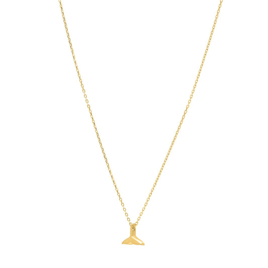 Polished Whale Tail Necklace in 14K Yellow Gold