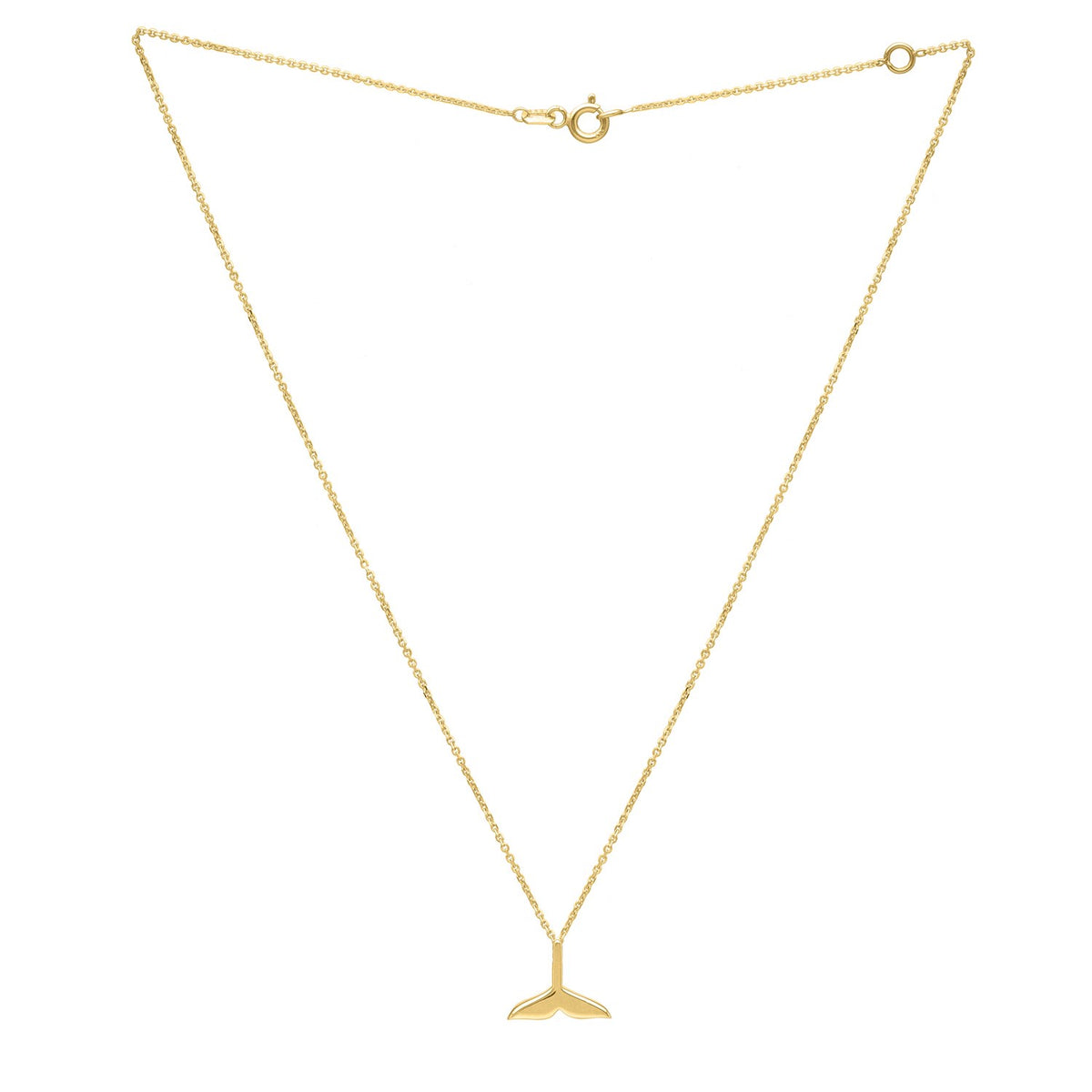 Polished Whale Tail Necklace in 14K Yellow Gold