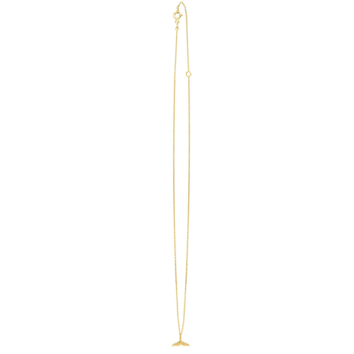 Polished Whale Tail Necklace in 14K Yellow Gold
