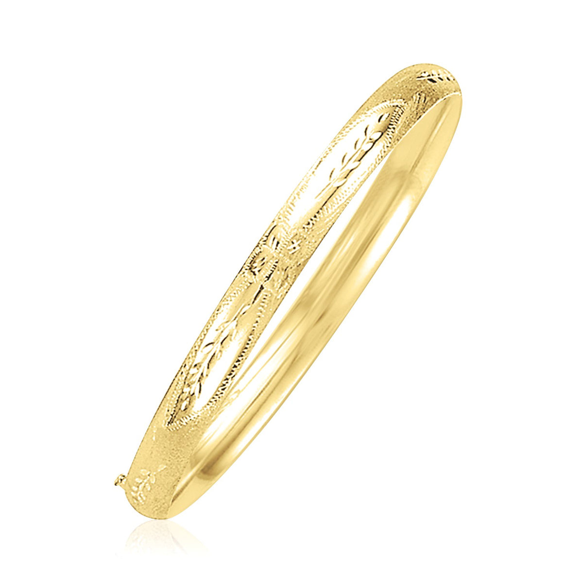 Dome Florentine Design Bangle in 14K Yellow Gold (5.00 mm)