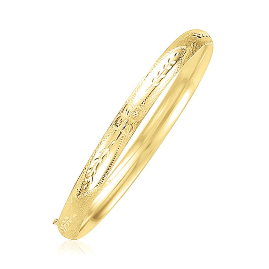 Dome Florentine Design Bangle in 14K Yellow Gold (5.00 mm)