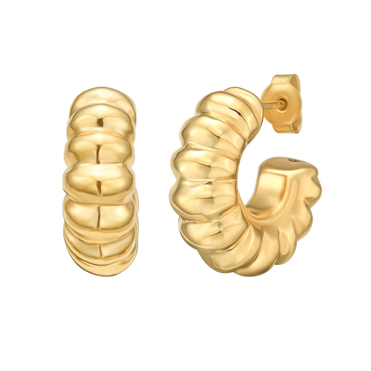 Twisted C-Hoop Earrings in Yellow Gold-Plated Sterling Silver