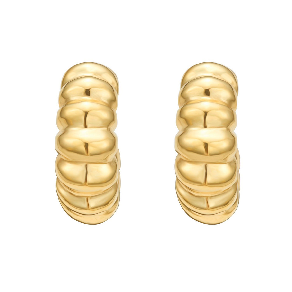Twisted C-Hoop Earrings in Yellow Gold-Plated Sterling Silver