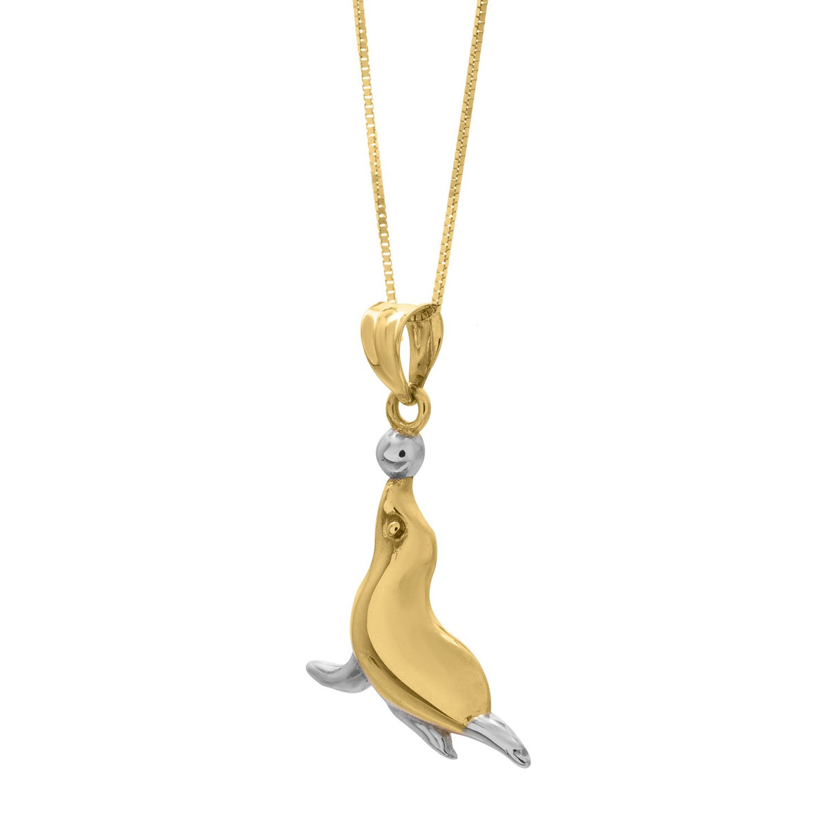 Seal Necklace in 10K Two-Tone Gold