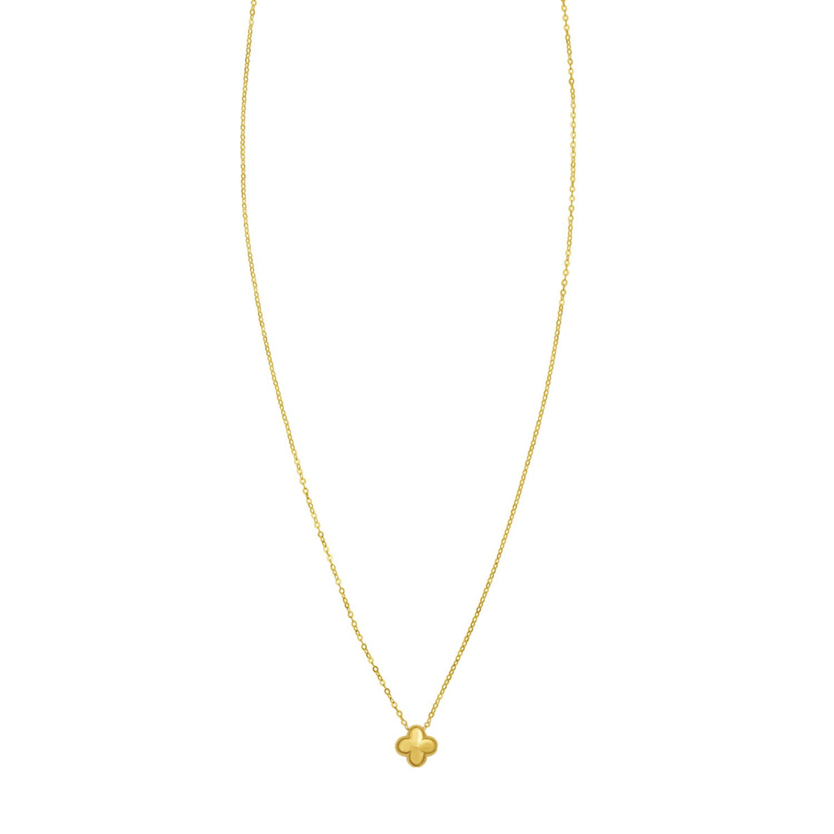 Puffed Mini Clover Pendant Necklace in 14K Yellow Gold