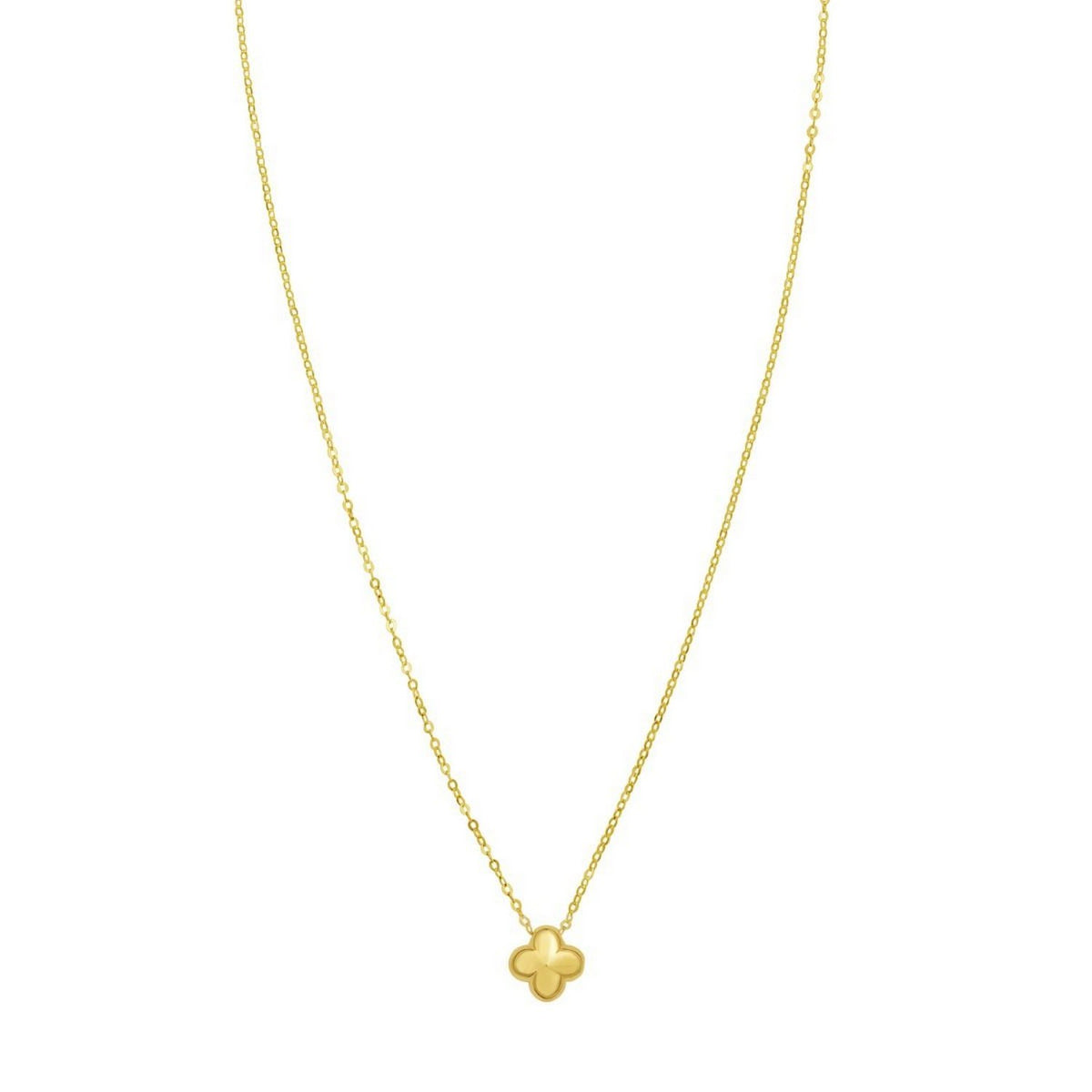 Puffed Mini Clover Pendant Necklace in 14K Yellow Gold