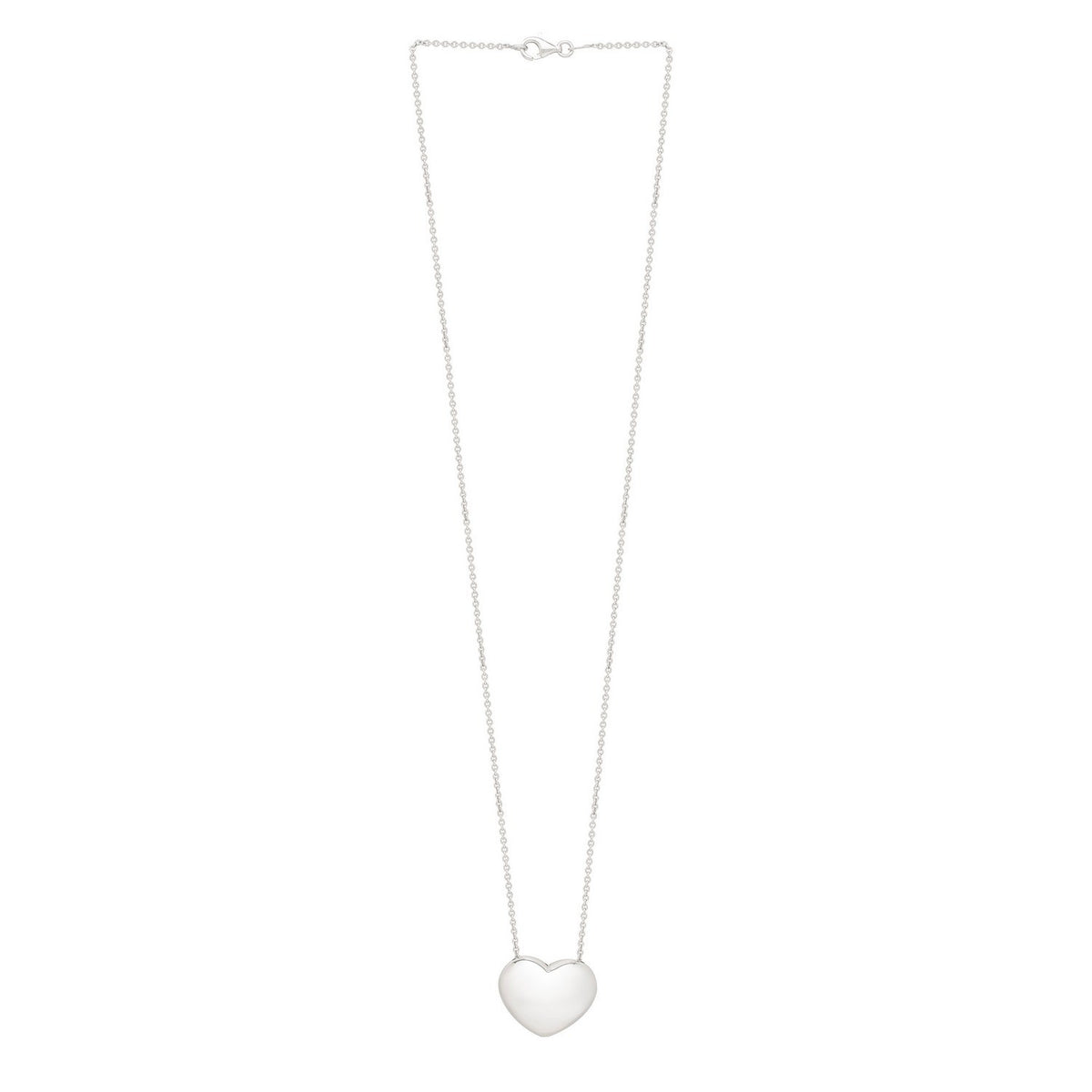 Puffy Heart Necklace in Rhodium-Plated Sterling Silver