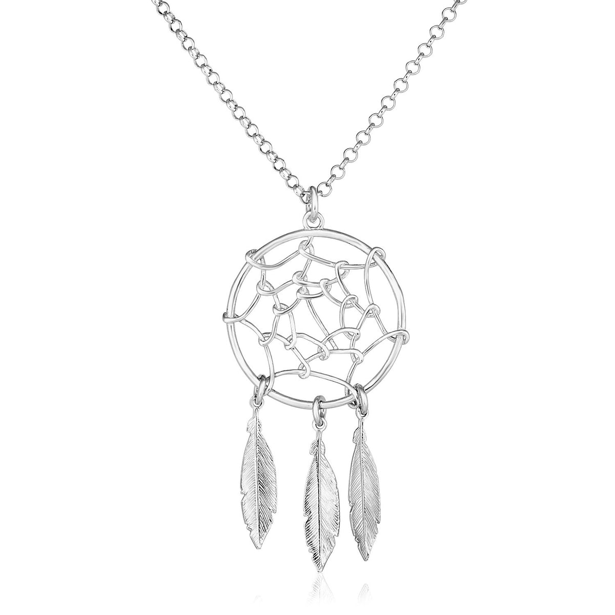 Dream Catcher Pendant Necklace in Sterling Silver (17 inch)