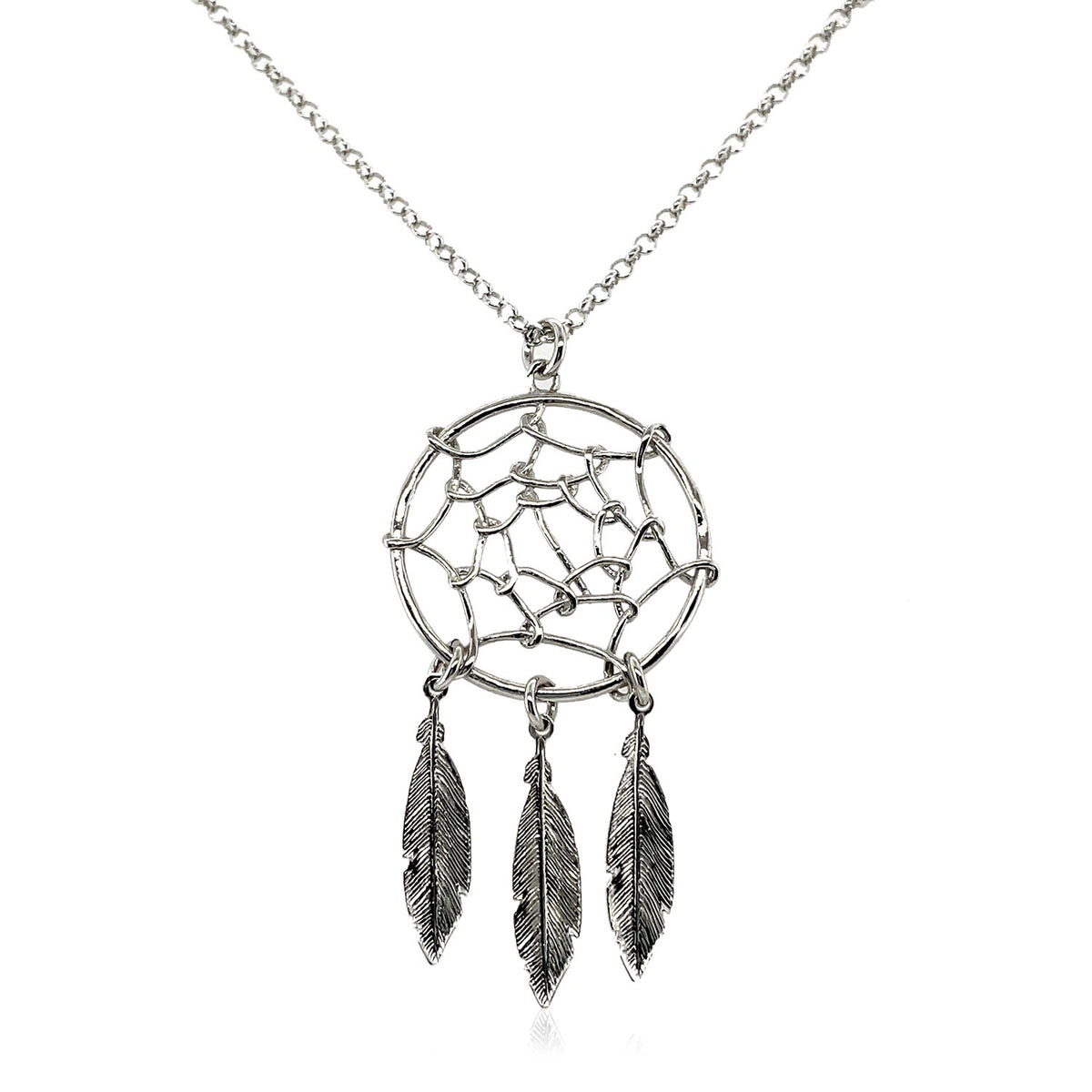 Dream Catcher Pendant Necklace in Sterling Silver (17 inch)