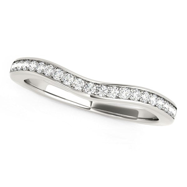 Curved Diamond Wedding Band in 14K White Gold (1/6 cttw)