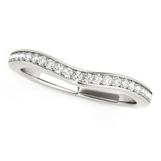 Curved Diamond Wedding Band in 14K White Gold (1/6 cttw)