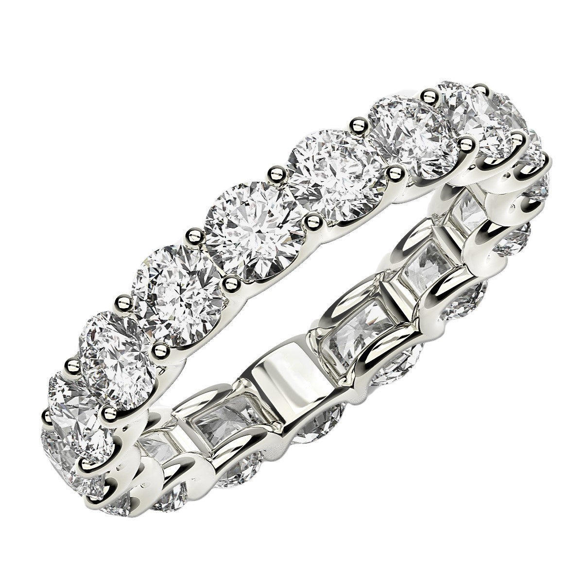 Round Cut Lab Grown Diamond Eternity Ring in 14K White Gold (3 cttw FG/VS2)