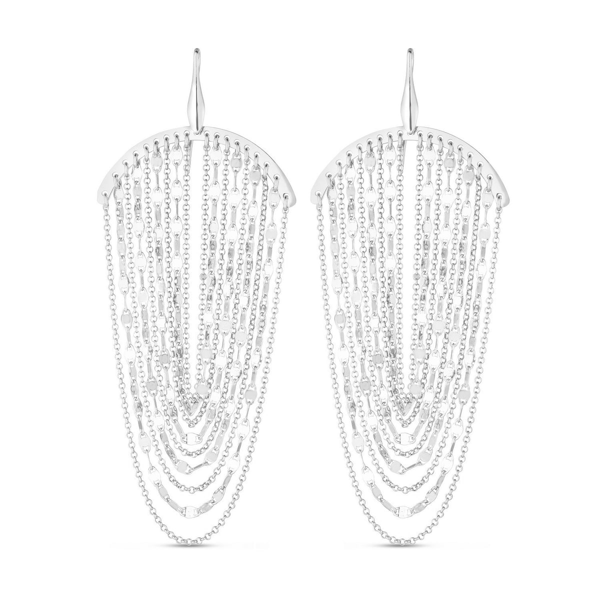 Multi Strand Drop Chandelier Earrings in Sterling Silver