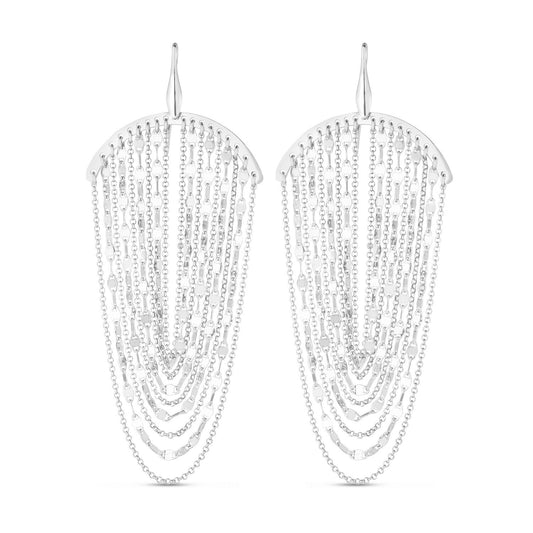 Multi Strand Drop Chandelier Earrings in Sterling Silver