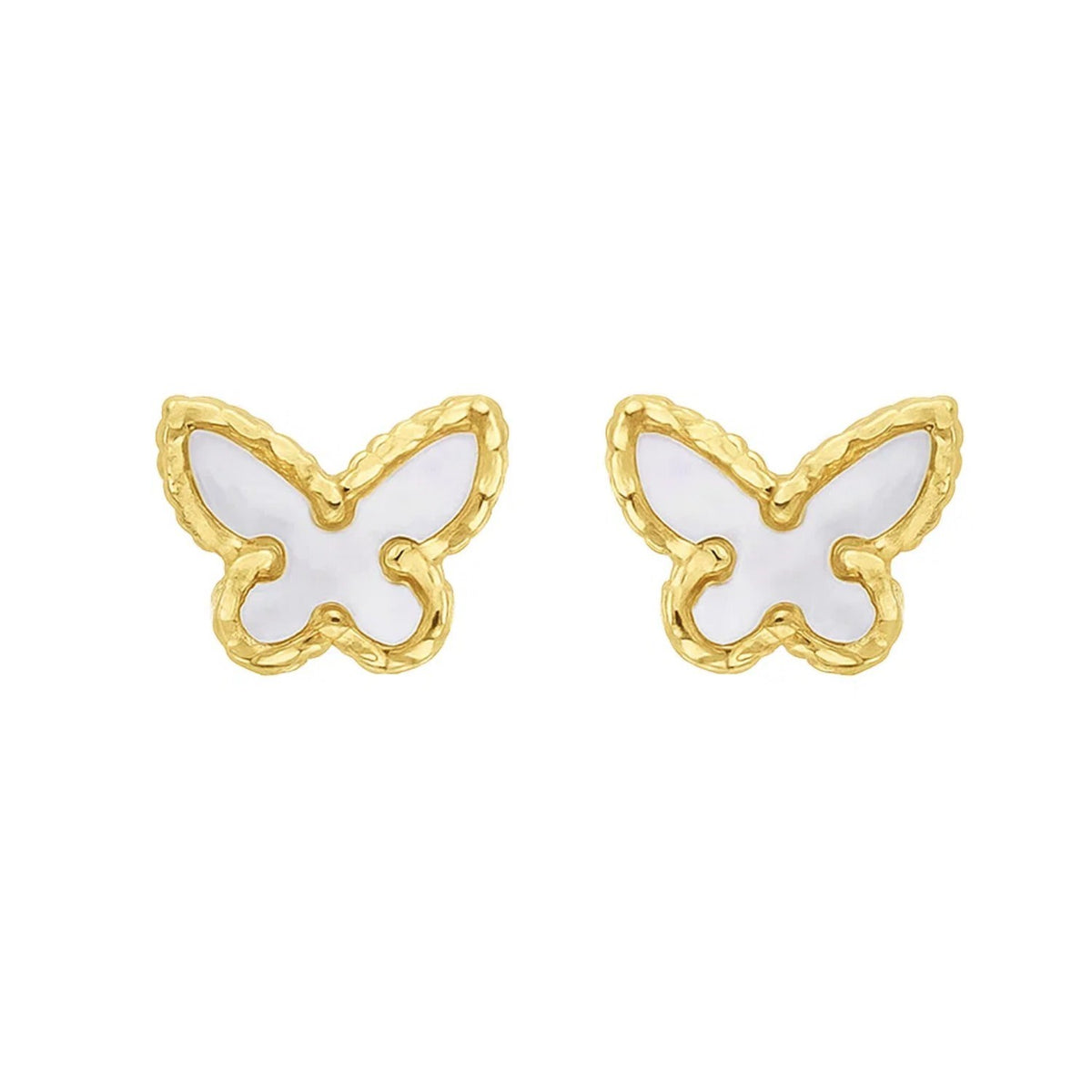 Mother of Pearl Butterfly Stud Earrings in 14K Yellow Gold (10.30 mm)