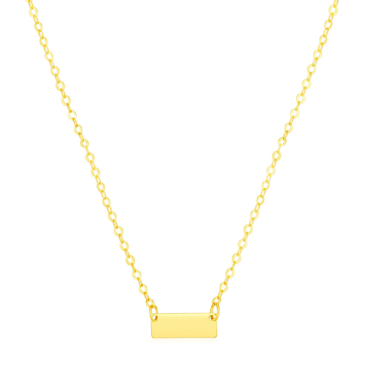 Polished Mini Bar Necklace in 14K Yellow Gold