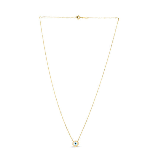 MOP Evil Eye Necklace in 14K Yellow Gold