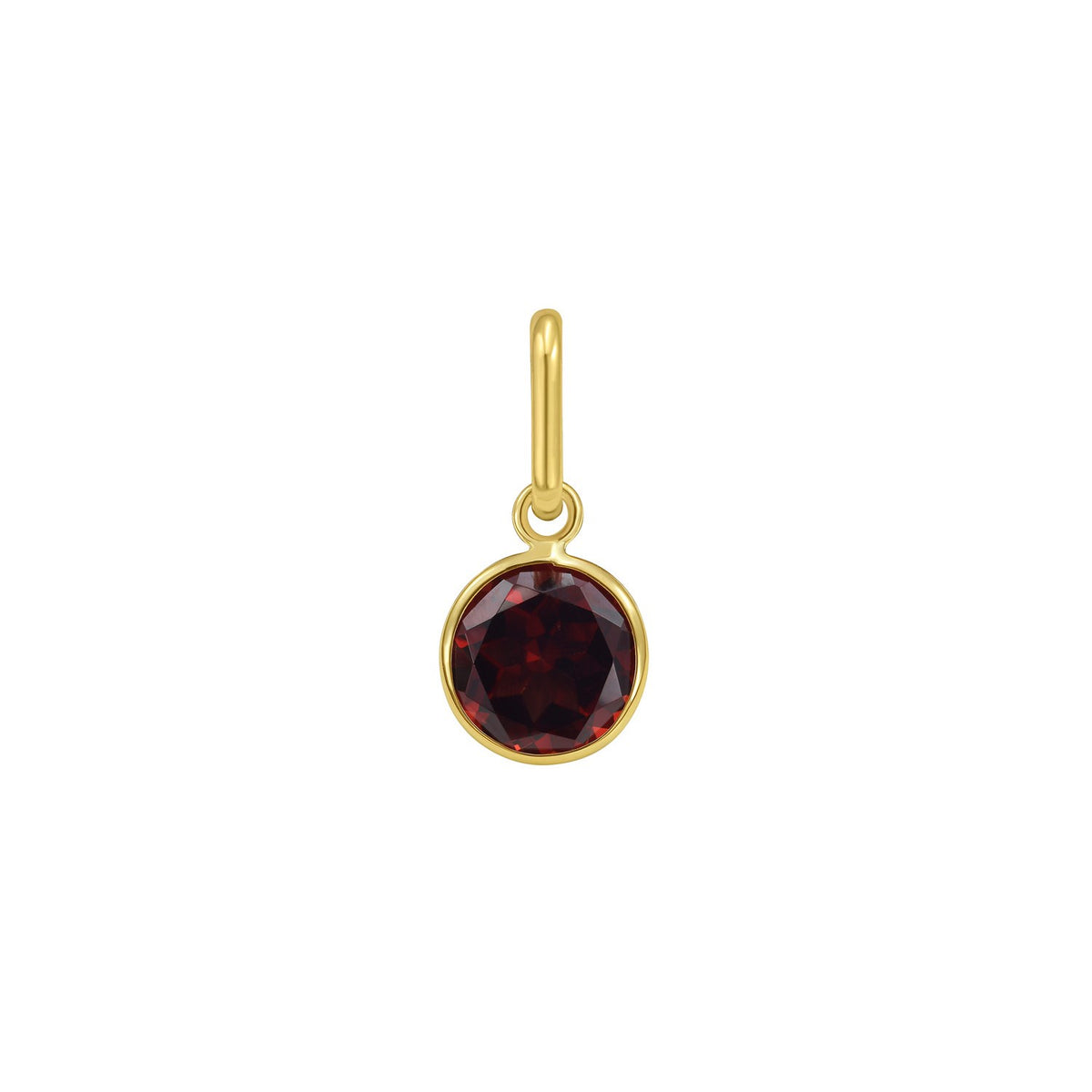 Round Garnet Charm Pendant in 14K Yellow Gold