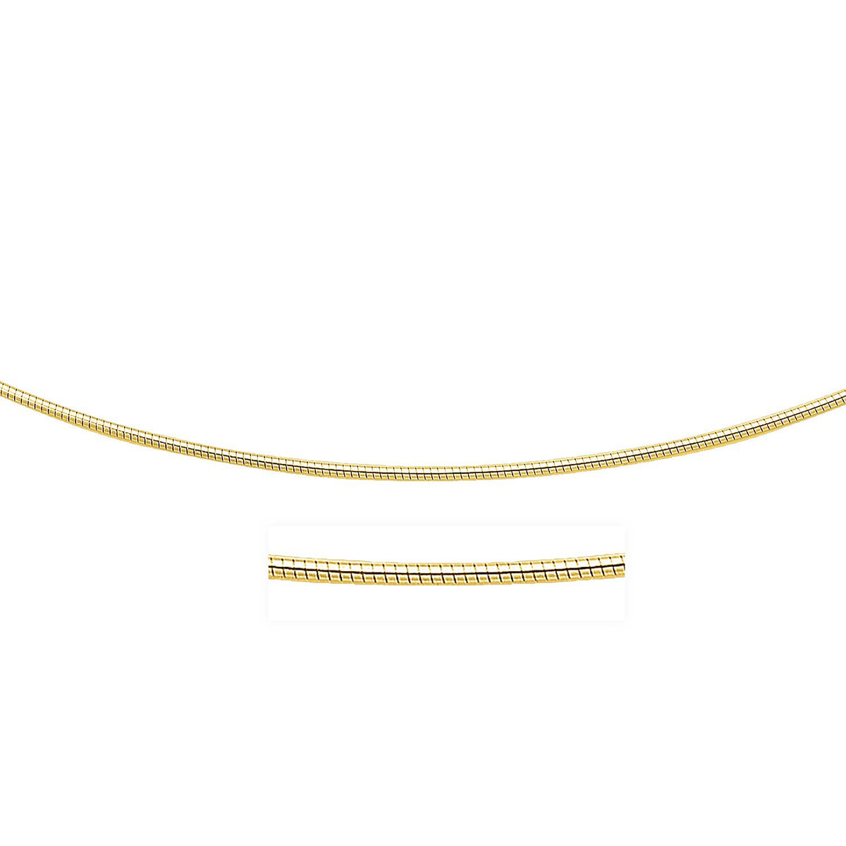 Round Omega Chain Style Necklace in 14K Yellow Gold
