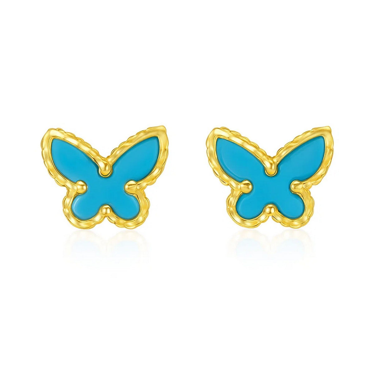 Butterfly Stud Earrings in 14K Yellow Gold (10.40 mm)