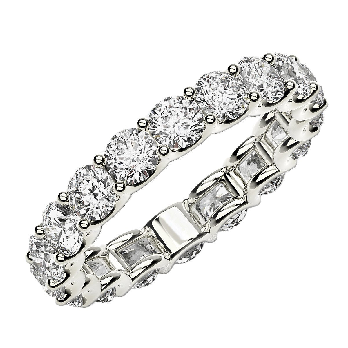 Round Cut Lab Grown Diamond Eternity Ring in 14K White Gold (2 cttw FG/VS2)