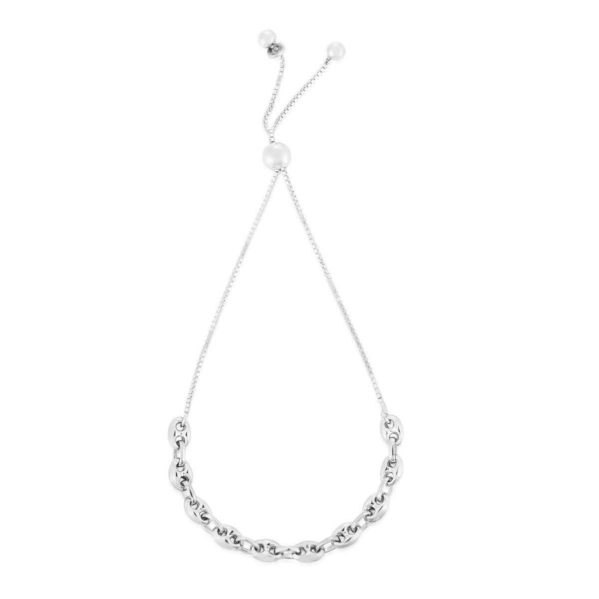 Heart Bead Friendship Bracelet in Rhodium-Plated Sterling Silver