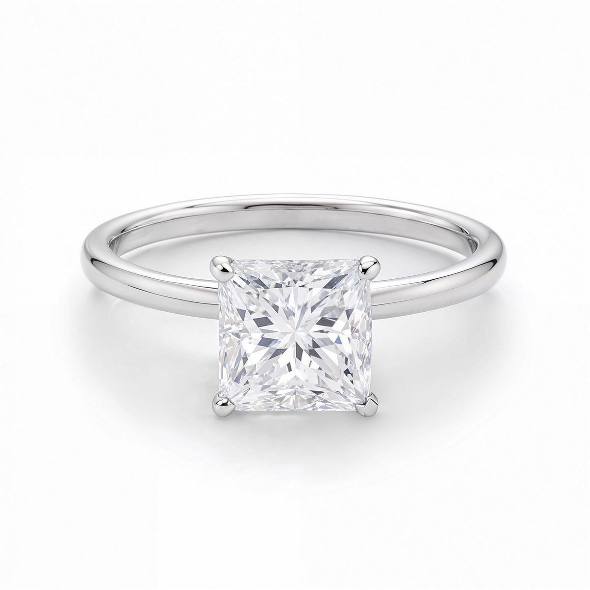 1.50 Carat Princess Lab Grown IGI Diamond Ring in 10K White Gold G/VS1