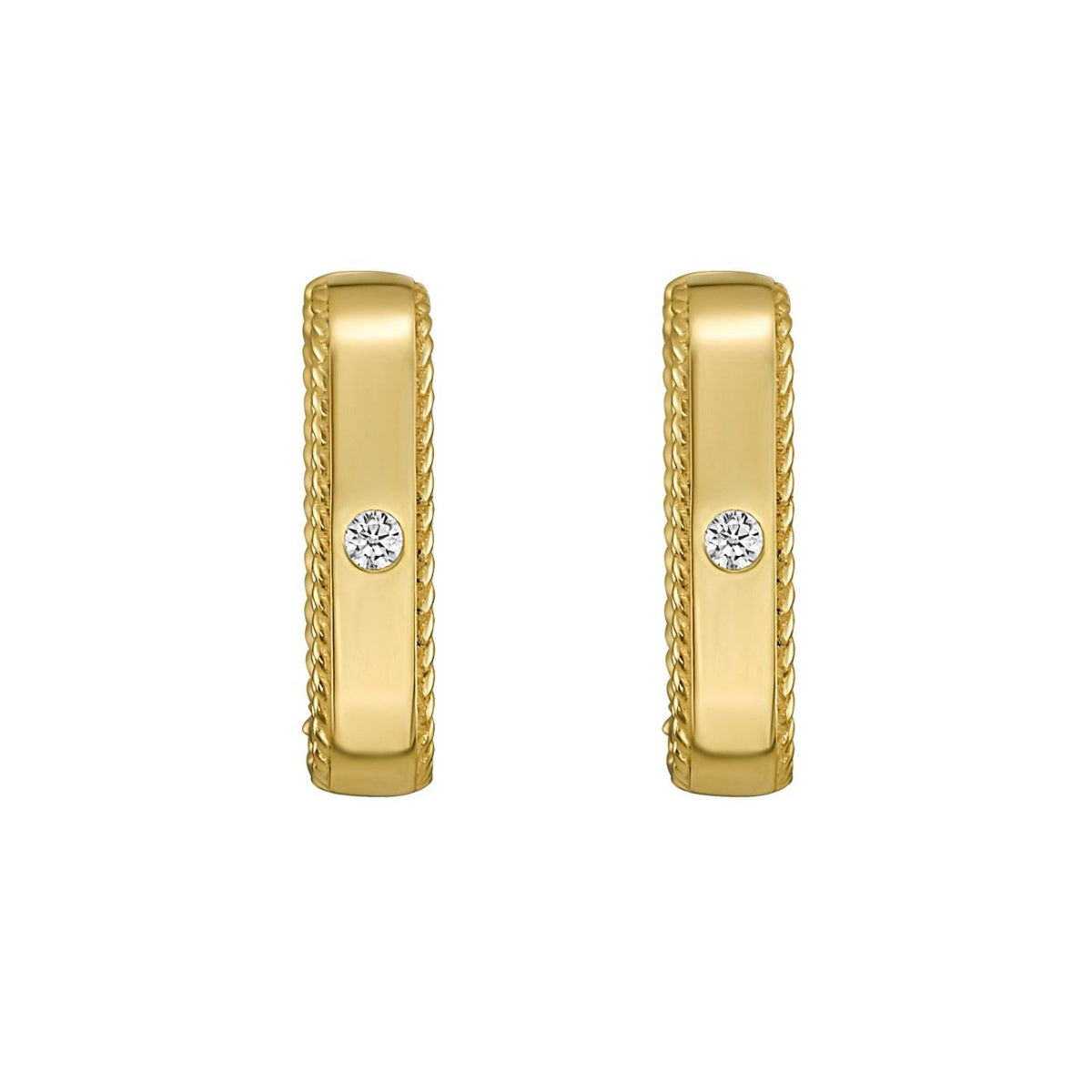 Diamond Square Huggie Earrings in 14K Yellow Gold