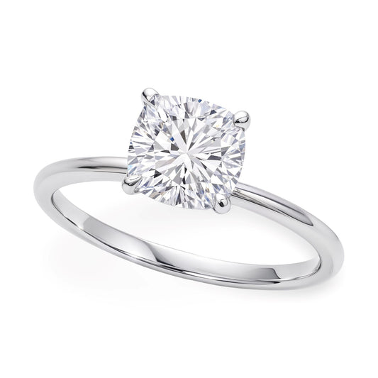 2 Carat Cushion Lab Grown IGI Diamond Solitaire in 14K White Gold G/VS1