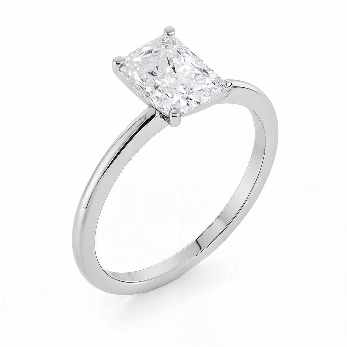 2 Carat Radiant Lab Grown IGI Diamond Solitaire in 14K White Gold G/VS1
