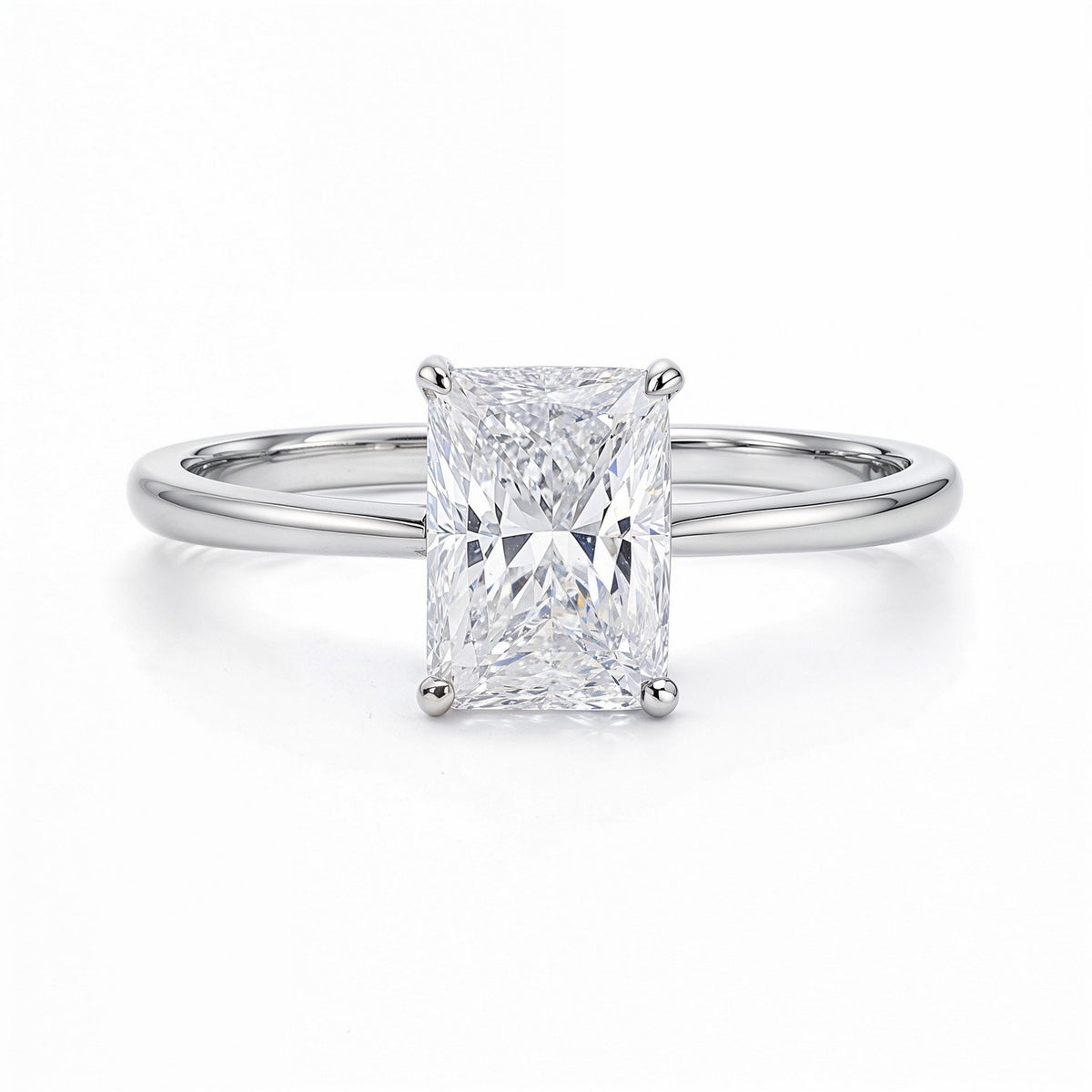2 Carat Radiant Lab Grown IGI Diamond Solitaire in 14K White Gold G/VS1