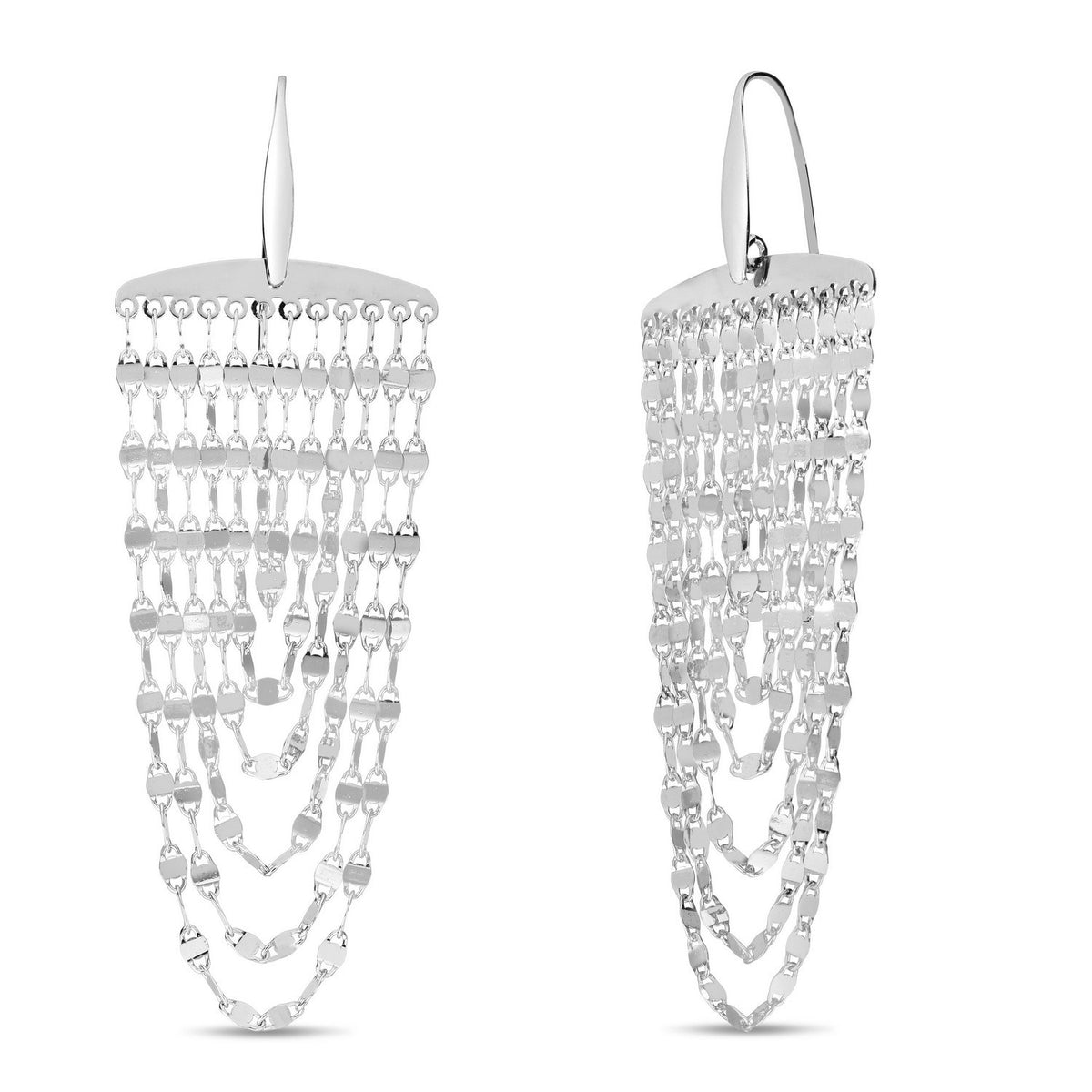 Multi Strand Drop Chandelier Earrings in Sterling Silver