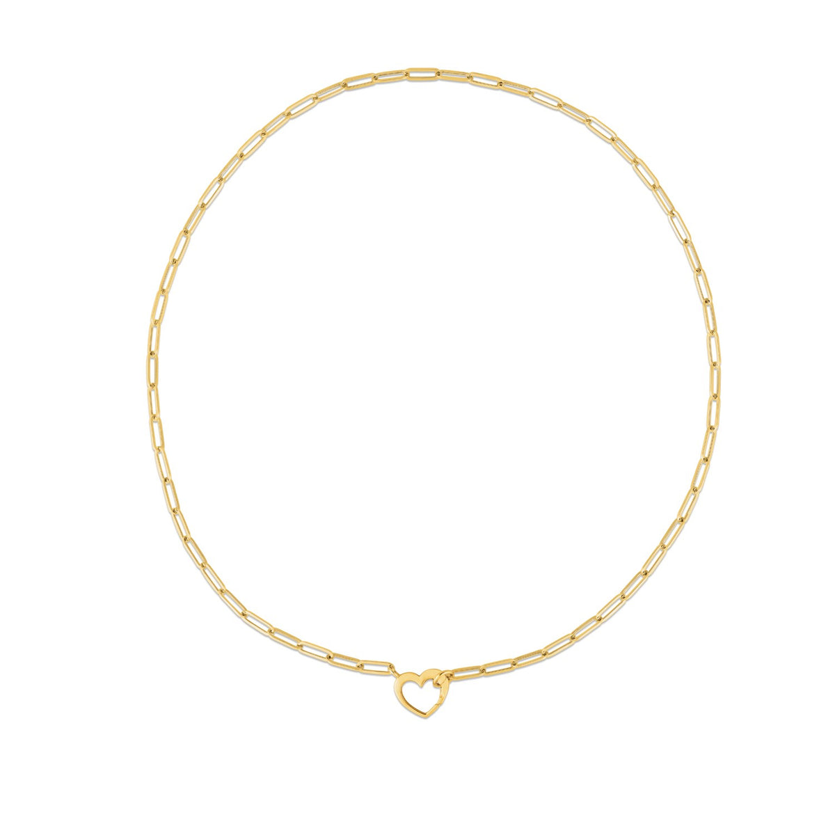 Heart Element Paperclip Necklace in 14K Yellow Gold