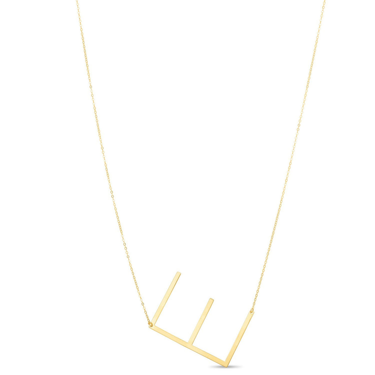 Yours Truly Large Initial E Necklace in 14K Yellow Gold