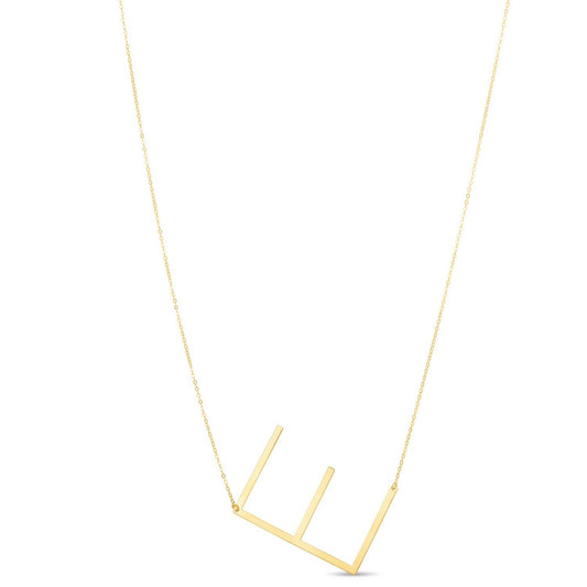 Yours Truly Large Initial E Necklace in 14K Yellow Gold