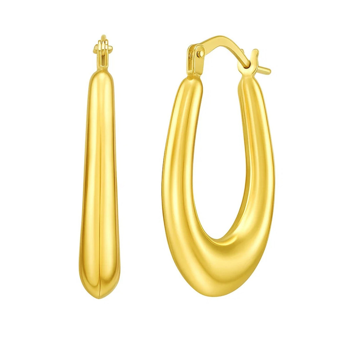 Graduated Oval Hoop Earrings in 14K Yellow Gold