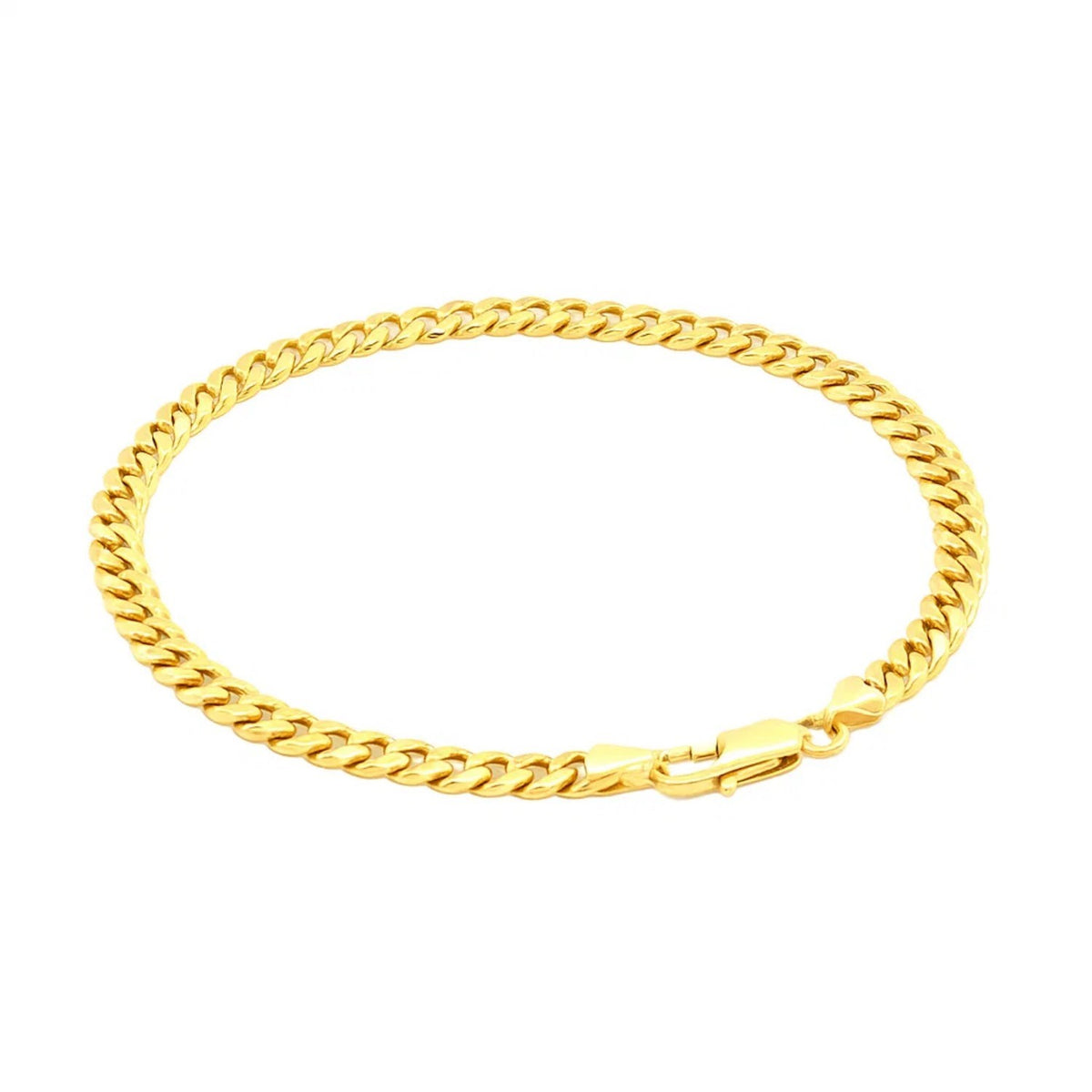 Semi-Solid Miami Cuban Link Bracelet in 14K Yellow Gold (4.50 mm)